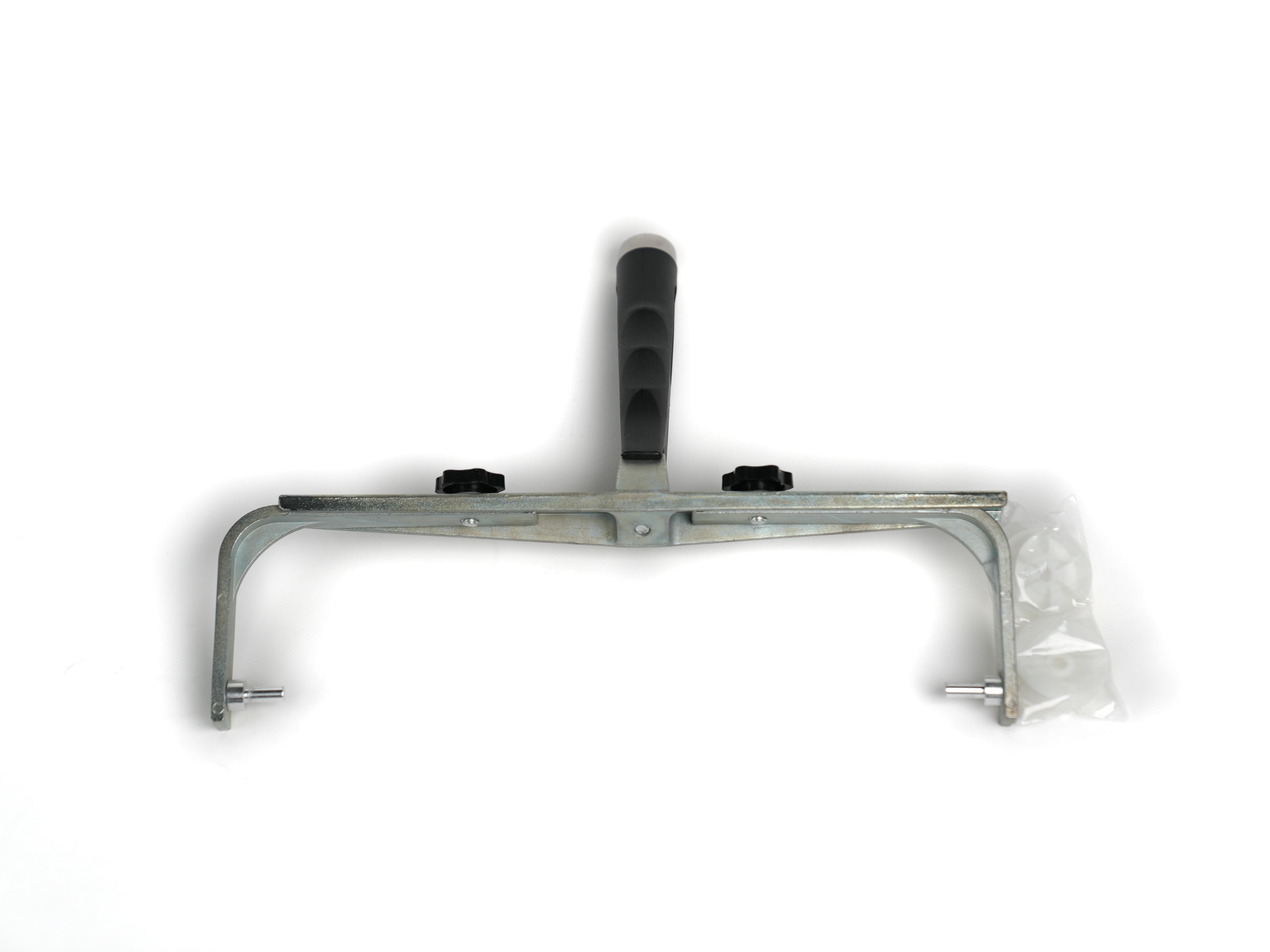 overhead shot, head down, of an adjustable 12-18 inch roller frame. Industrial metal Frame. compatible with rod extender.