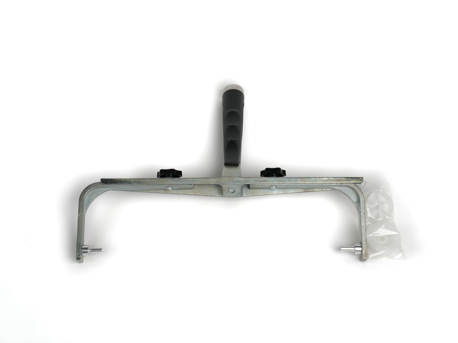 overhead shot, head down, of an adjustable 12-18 inch roller frame. Industrial metal Frame. compatible with rod extender.