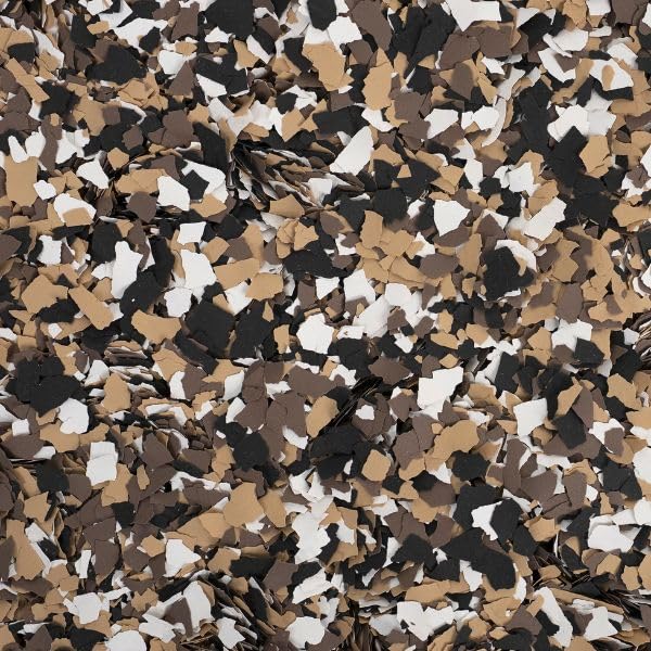 Epoxy Floor Flake close up of a Autumn Brown color