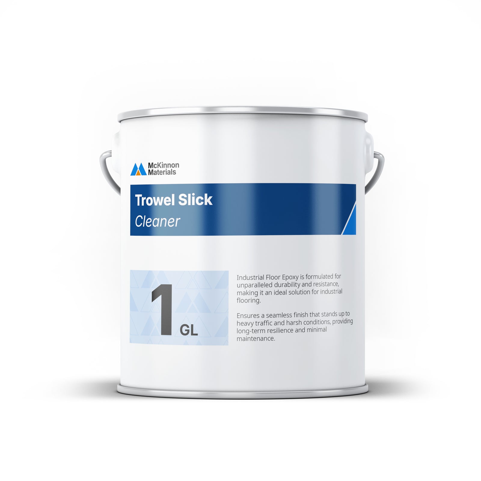 1 Gallon can of Trowel Slick. White label with blue accents.