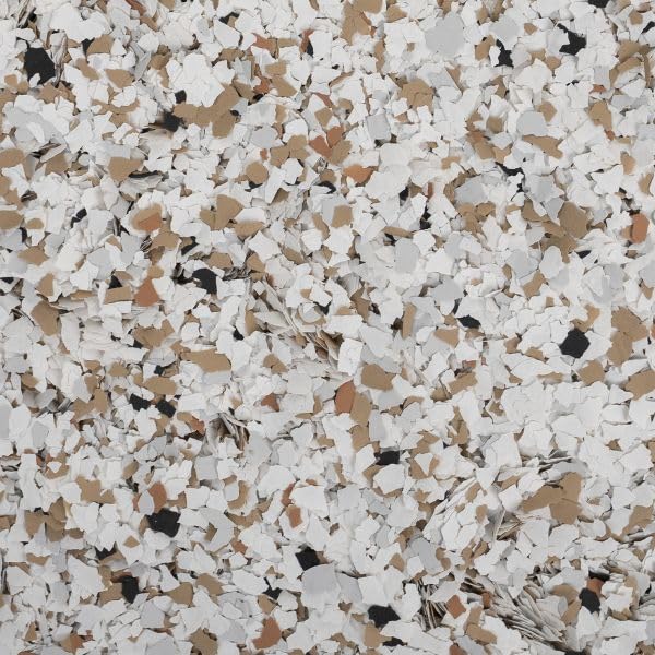 Epoxy Floor Flake close up of a whisper cream color