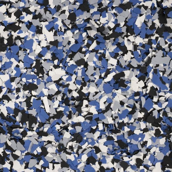 Epoxy Floor Flake close up of a marina blue color